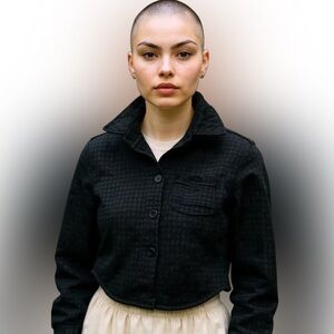 Iceberg Jeans Women’s Black Quilted Button-Down Top – Size 38 (Made in Italy